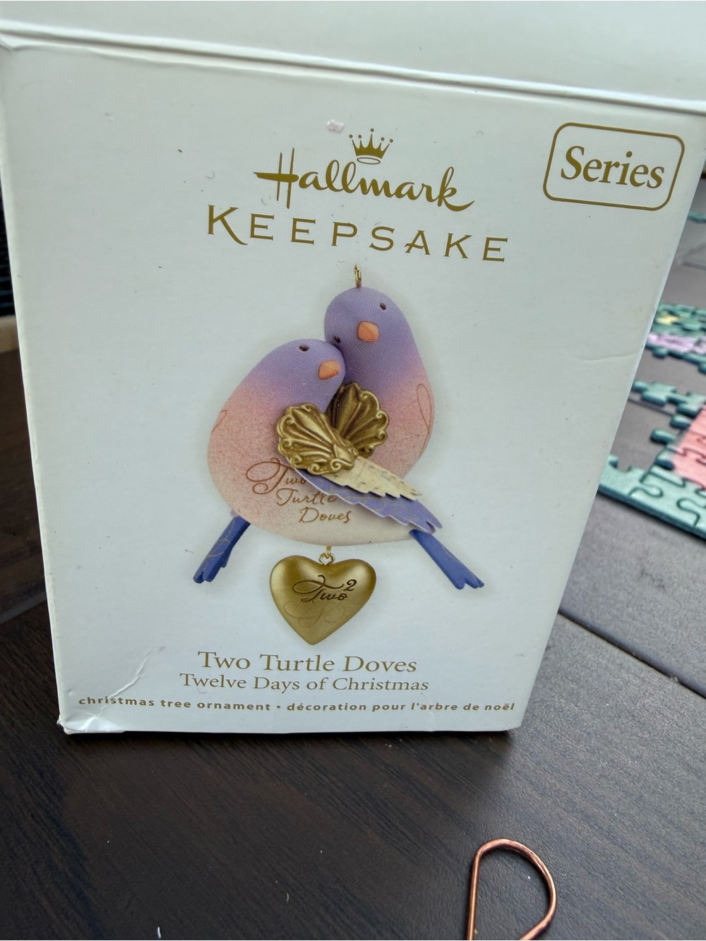 Hallmark Two Turtle Doves Ornament - Pink, Purple & Gold